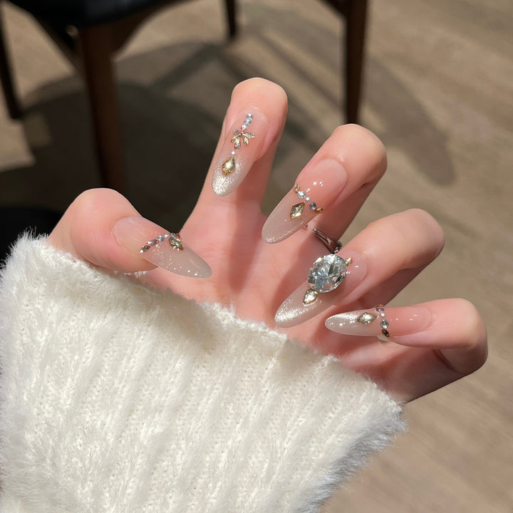 Elegant Nail Art Extensions with Pearl Accents Bowlift