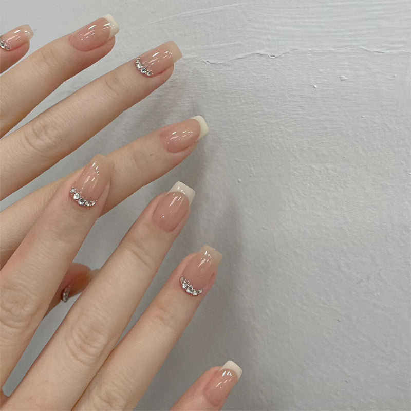 Decorative French Tip Press-On Nails Bowlift