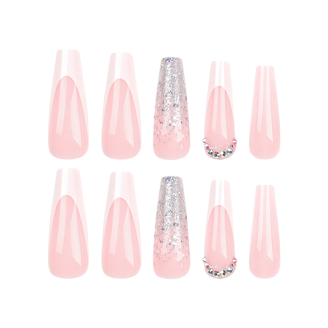 Artful Gel Nails with Glitter and Ombre Effect Bowlift