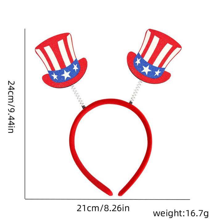 Women's Independence Day patriotic pompom headband with tinsel star toppers Bowlift