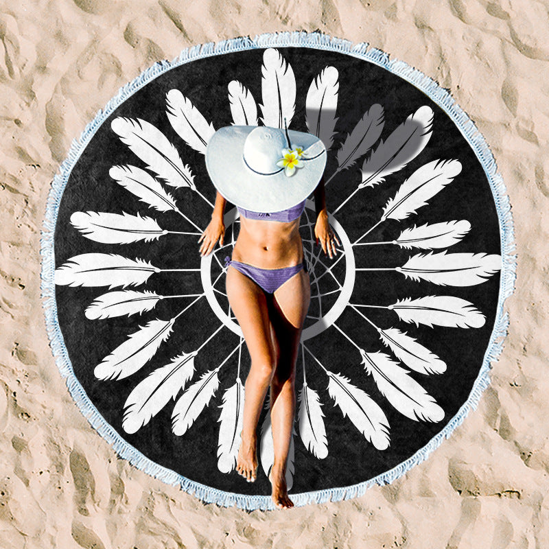 Rund beach towel with unique ethnic pattern Bowlift