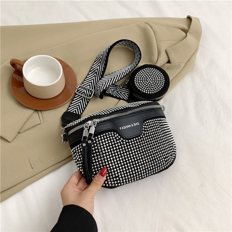 Stylish Rhinestone Embellished Mini Crossbody Bag Bowlift