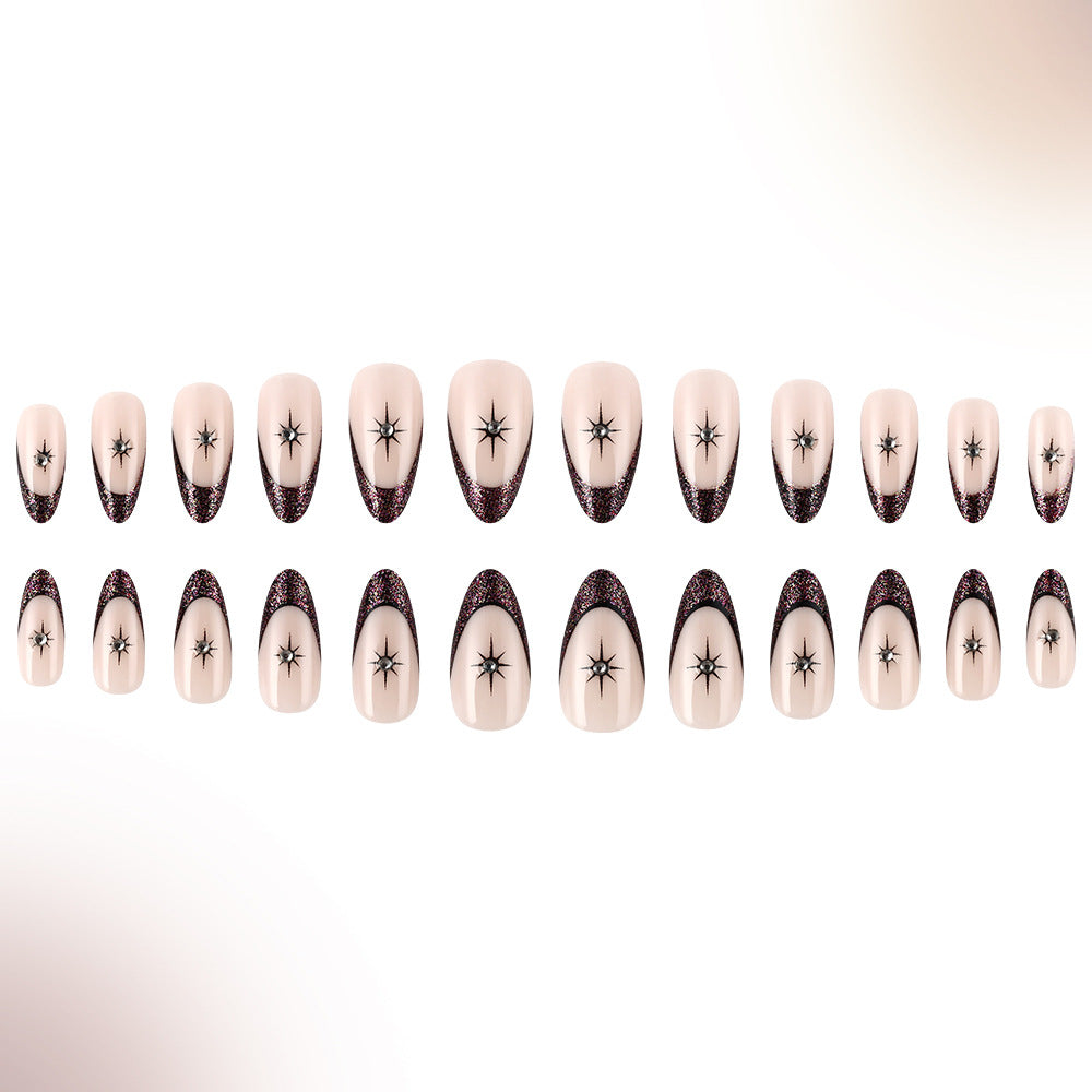 Glamorous Star-Embellished French Tip Nail Art Bowlift