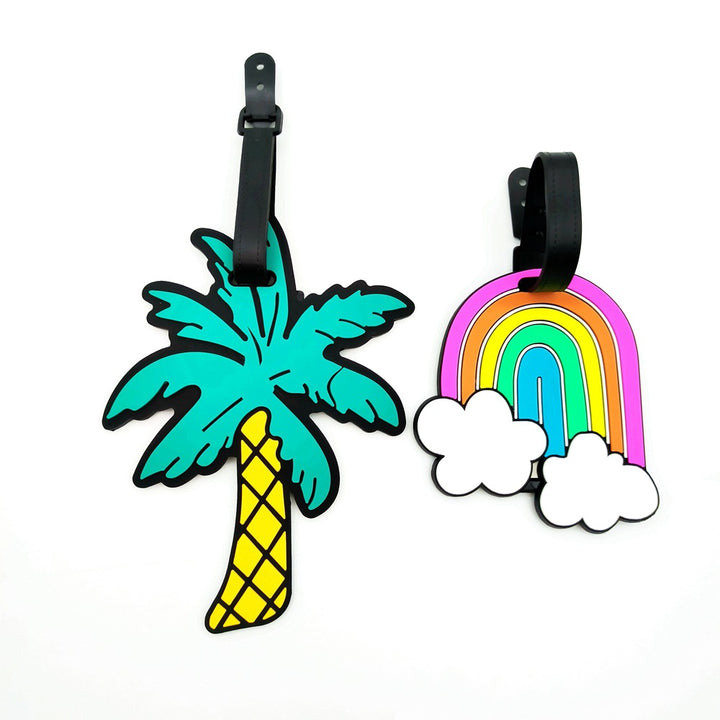 silicone rainbow-shaped luggage tag with adjustable buckle strap soft PVC travel ID tag Bowlift