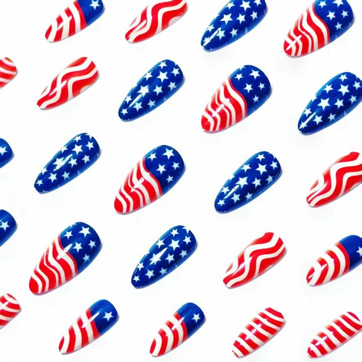 Artificial Nails In Patriotic Stars And Stripes Design Bowlift