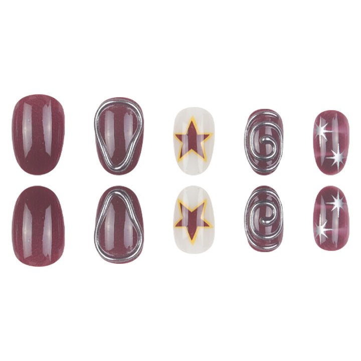 Starry Patterned Stiletto Press-On Nails Bowlift