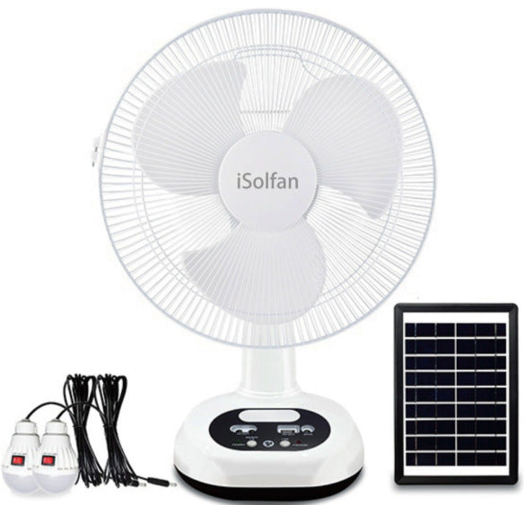 Women's solar-powered table fan with integrated LED lighting and remote control Bowlift