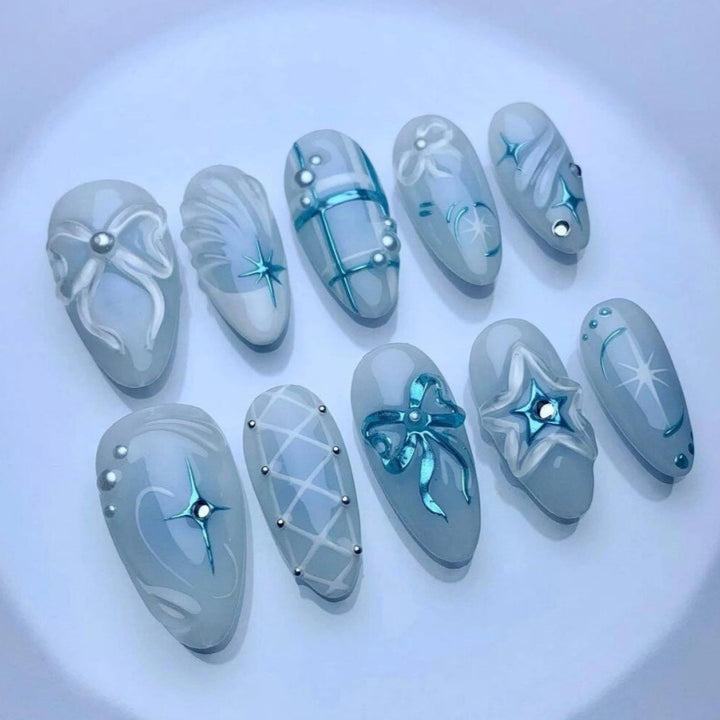 Nature-Themed Artistic Press-On Nail Set Bowlift
