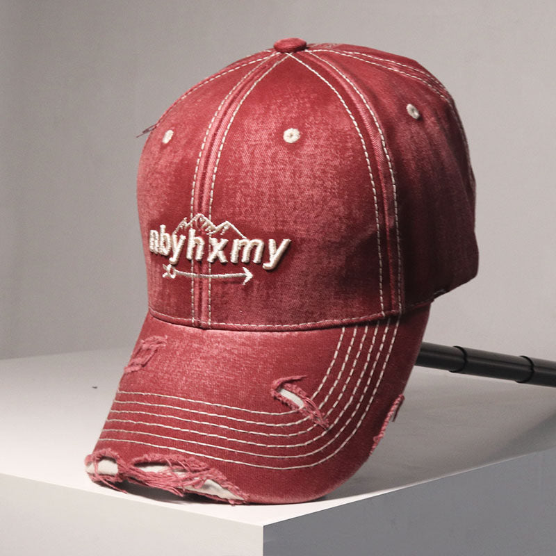 Men's Vintage Distressed Denim Baseball Cap Bowlift