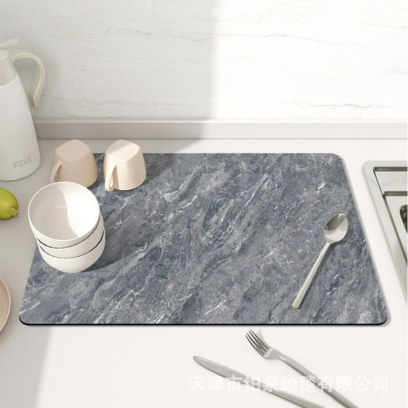 Stylish Marble-Effect Kitchen Mat Bowlift