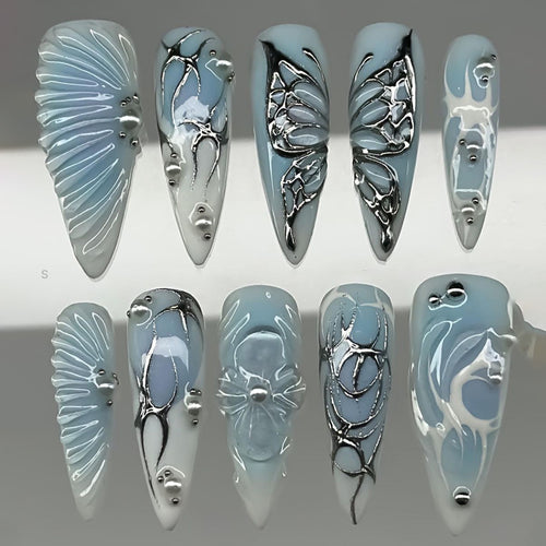 Artistic Press-On Nail Design Bowlift