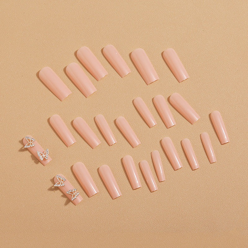 Artificial nails with butterfly accents and rhinestone decorations Bowlift