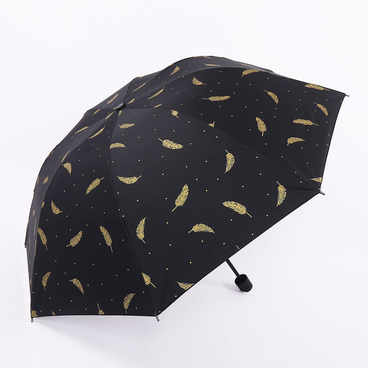 Women's Folding Umbrella with Elegant Feather Design Bowlift
