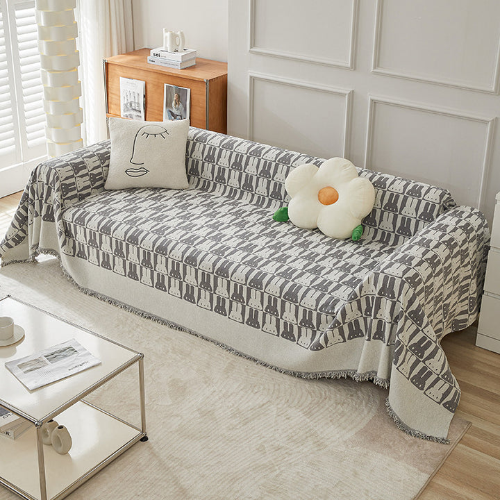 Cozy Rabbit Patterned Sofa Throw Blanket