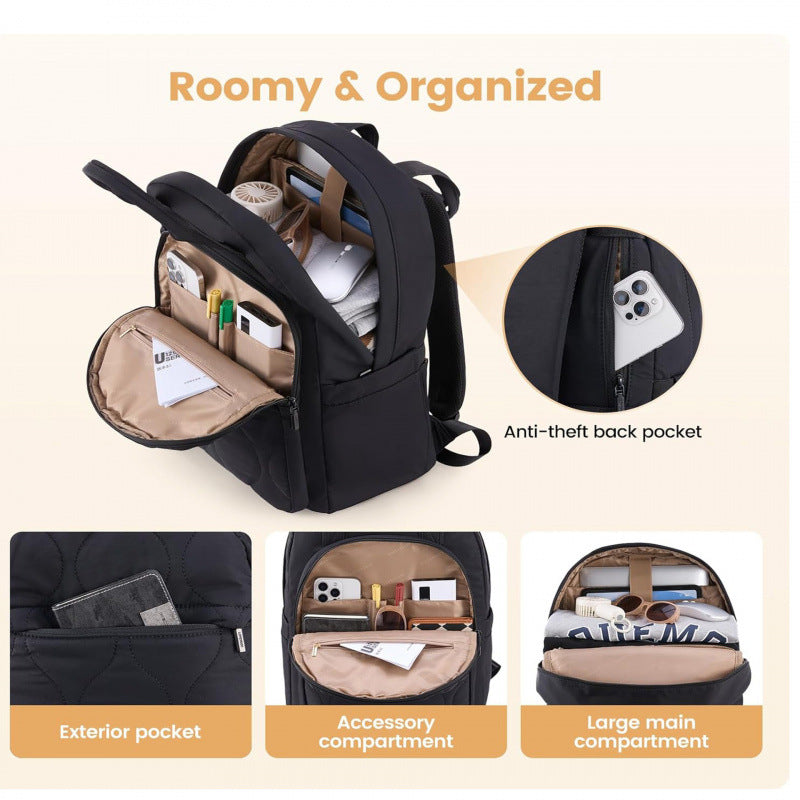 Fashionable laptop backpack with elegant quilting Bowlift