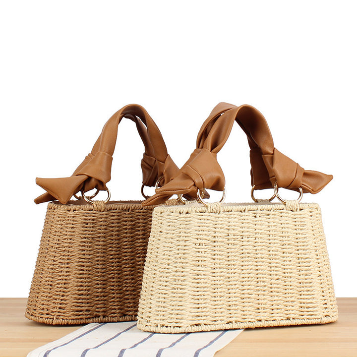 Basket bag with elegant fabric decoration Bowlift