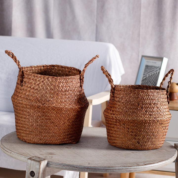 Handwoven Natural Fiber Storage Basket Bowlift