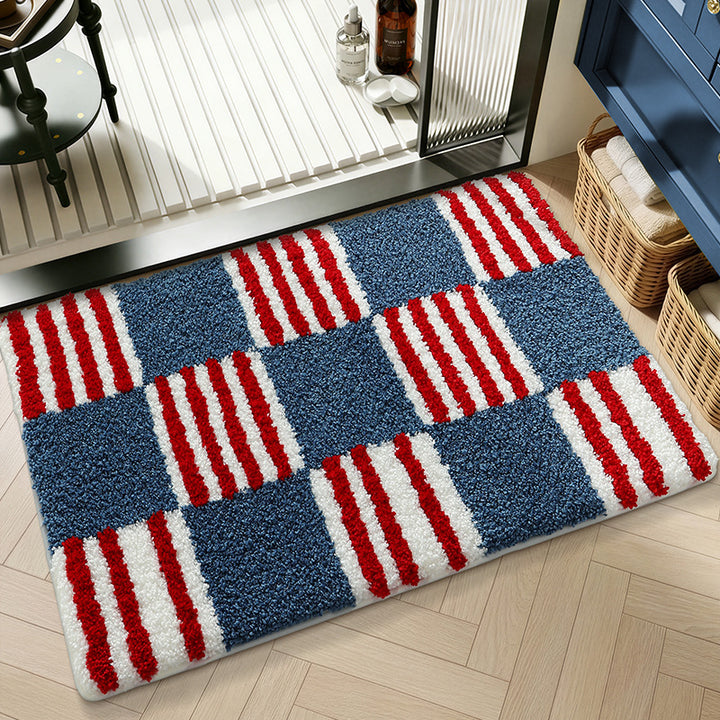 Plush Textured Zigzag Bath Mat Bowlift