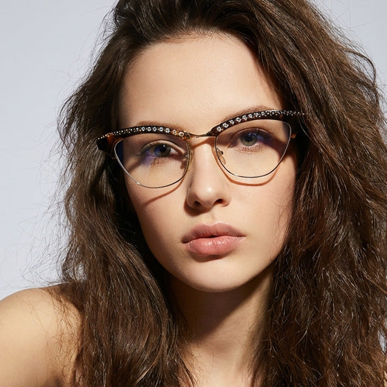 Women's Cat Eye Glasses with Elegant Glitter Details Bowlift