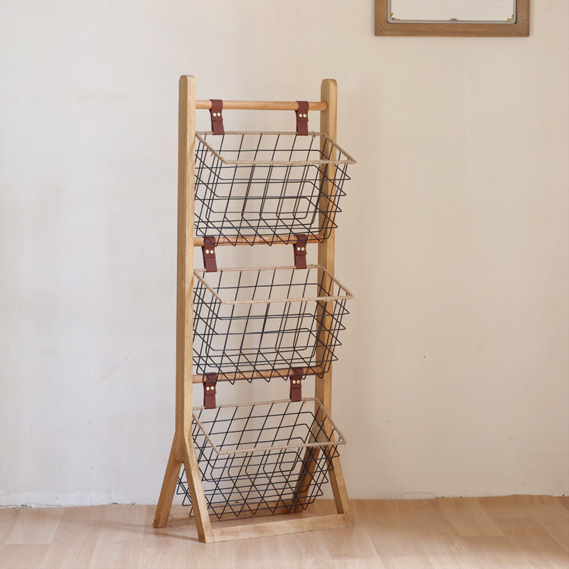 High-quality storage tower made of wood with metal baskets Bowlift