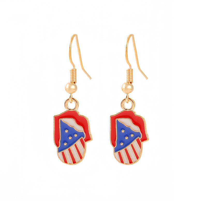 Ladies enamel earrings horseshoe with star stripe motif Bowlift