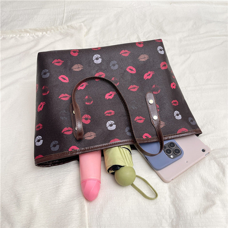 Lip Print Fashion Tote Bag