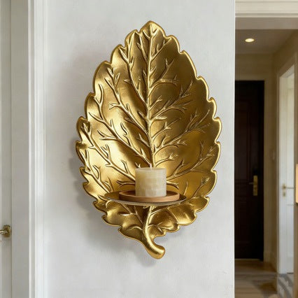 Decorative Leaf Candle Holder Wall Art Bowlift