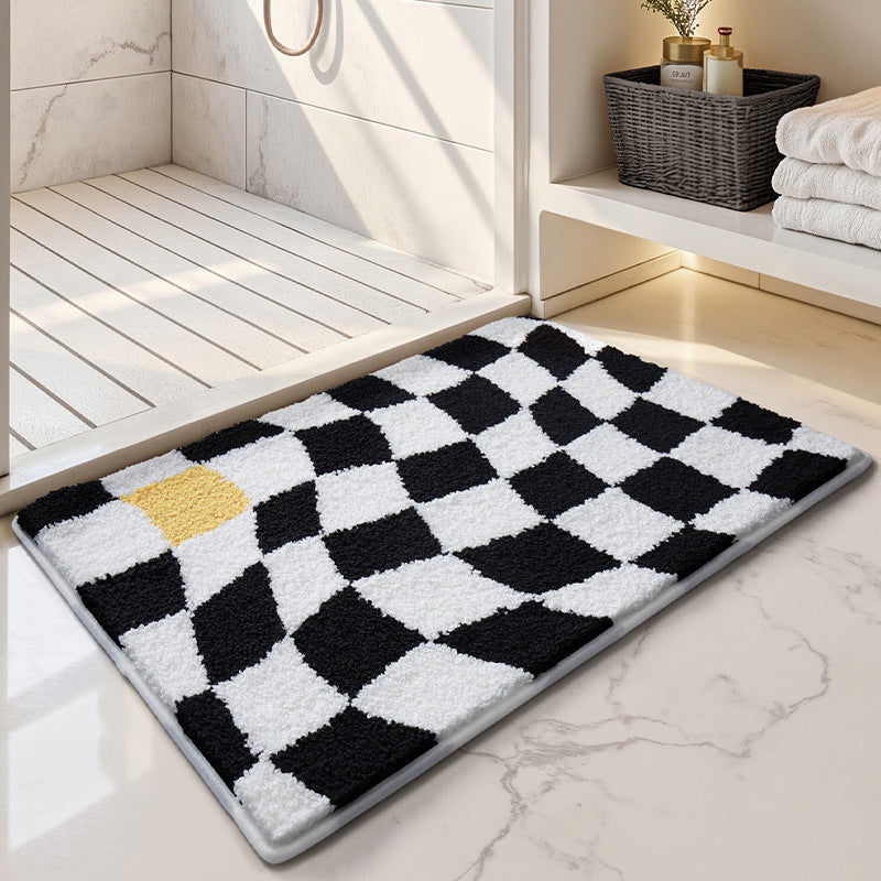 Luxurious Checkered Bath Mat Bowlift