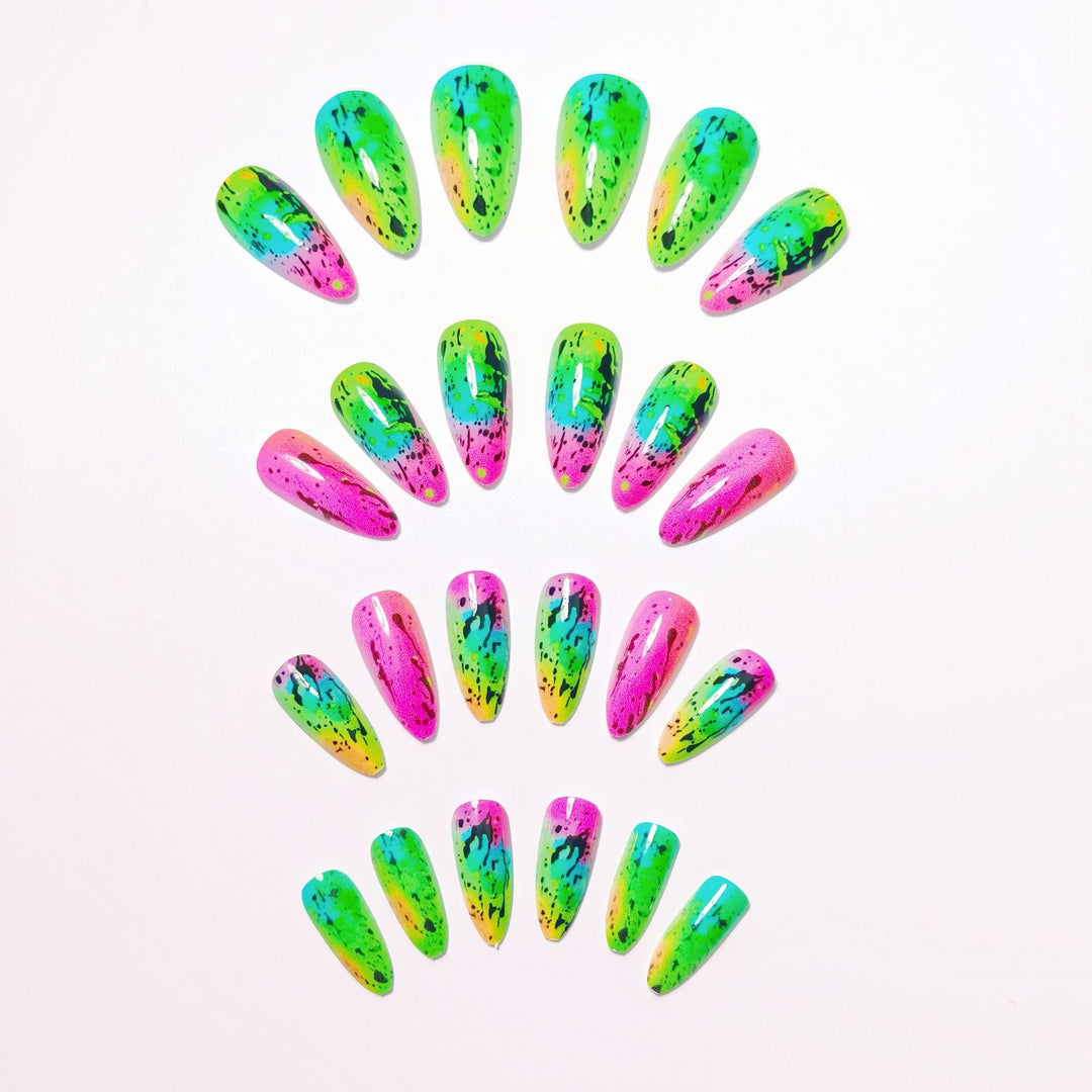 Artistic Neon Splash Nail Art Bowlift