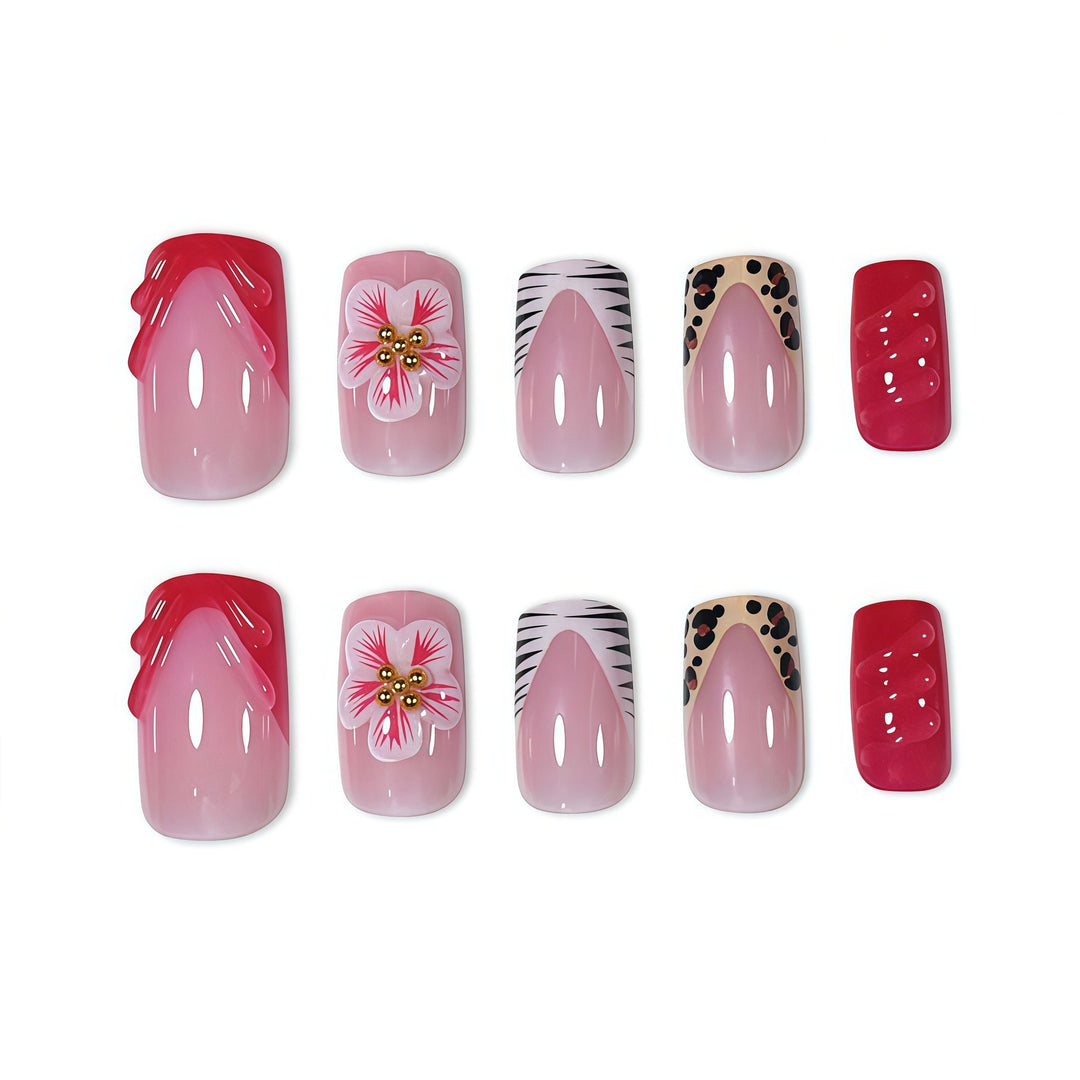 Decorative Press-On Nail Art with Floral Designs Bowlift