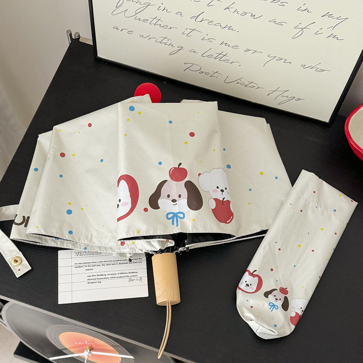Ladies Folding Umbrella with Playful Design Bowlift