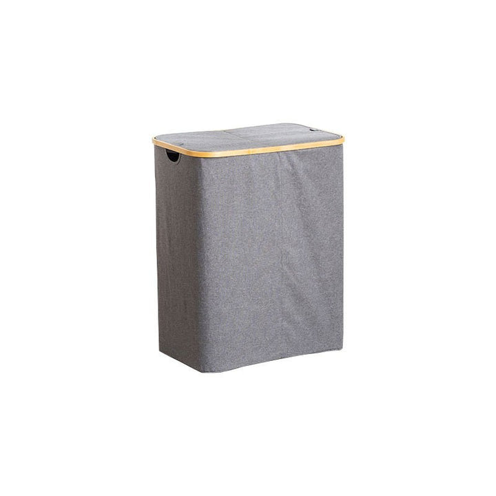 Storage basket with lid made of fabric and bamboo Bowlift