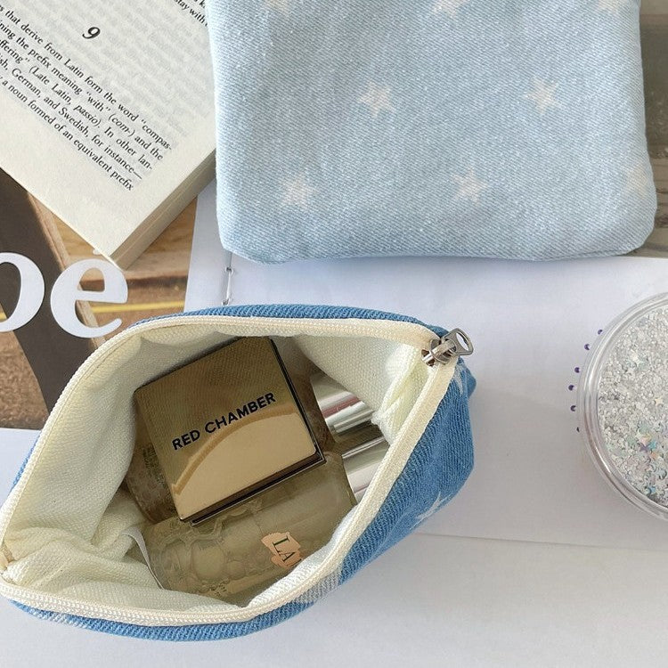 Soft star print canvas cosmetic pouch Bowlift