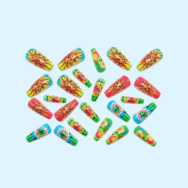 Creative neon-themed art nails with fantastic patterns Bowlift
