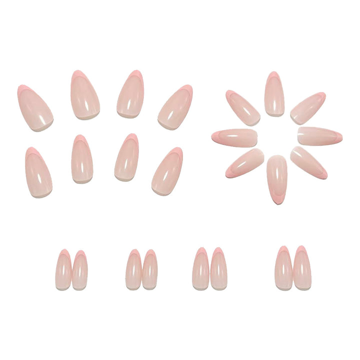 Elegant Stiletto Fake Nails with Filigree French Tip Design Bowlift