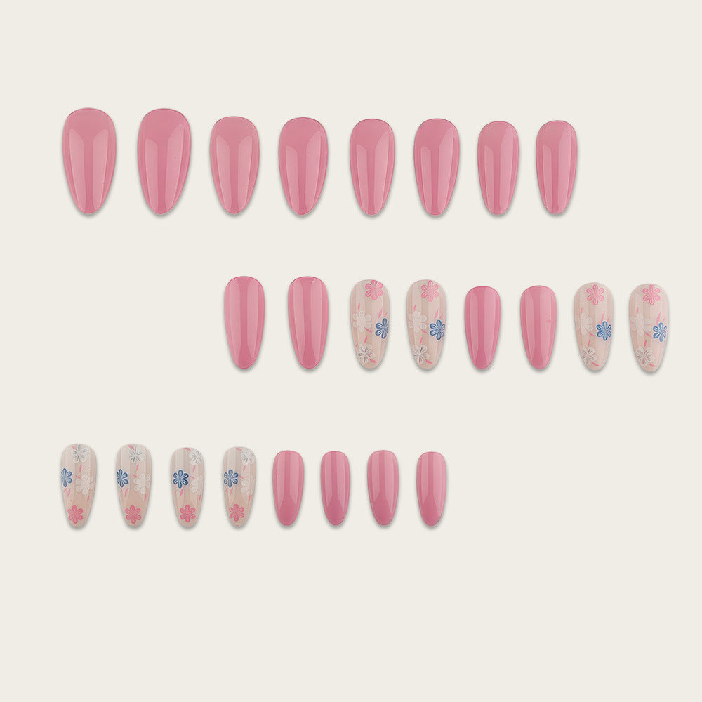 Artful Nail Extensions with Flower Pattern Bowlift