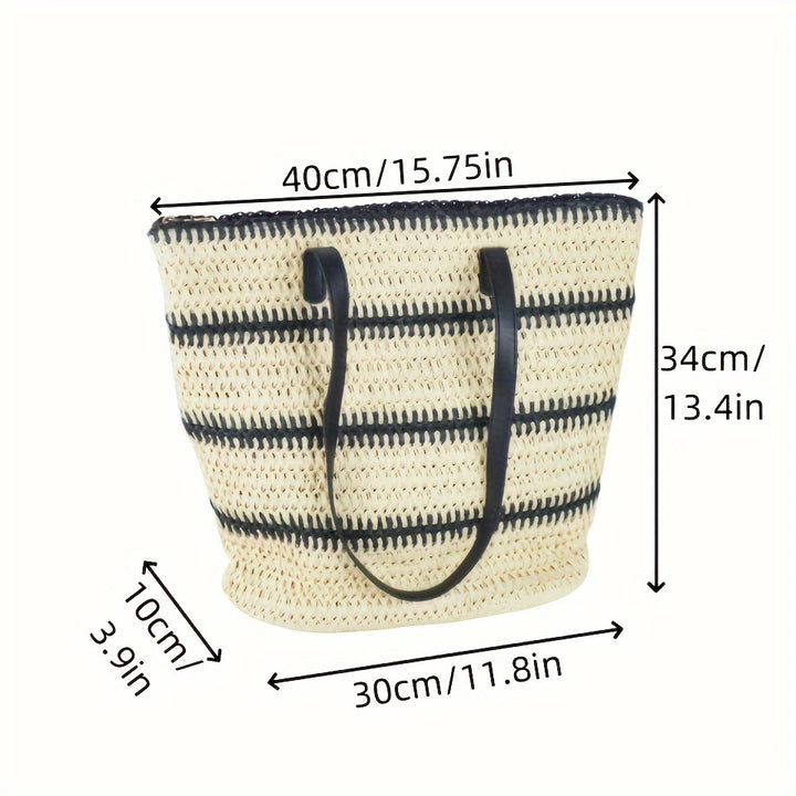 Elegant Raffia Shopping Bag with Leather Handles Bowlift
