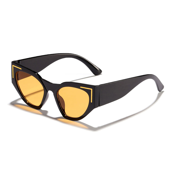 Women's Creative Cat-Eye Sunglasses with Transparent Frame and Brown Lenses Bowlift
