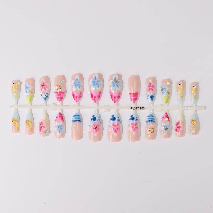Artistic Floral Press-On Nail Collection Bowlift