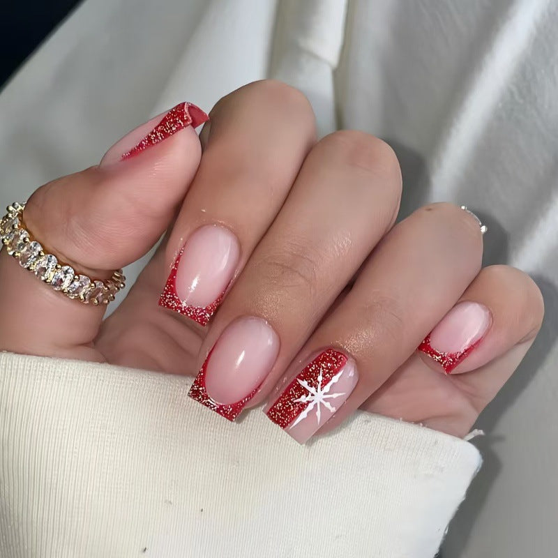 Elegant artificial nails with festive glitter accent Bowlift