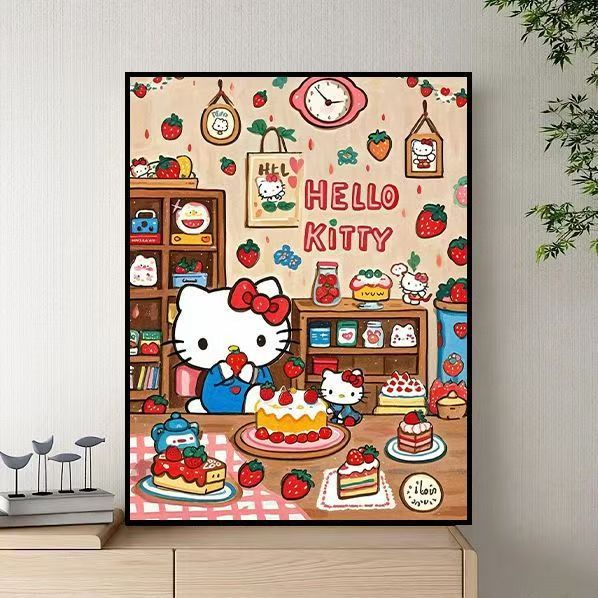 Whimsical Cat-Themed Canvas Art Print Bowlift