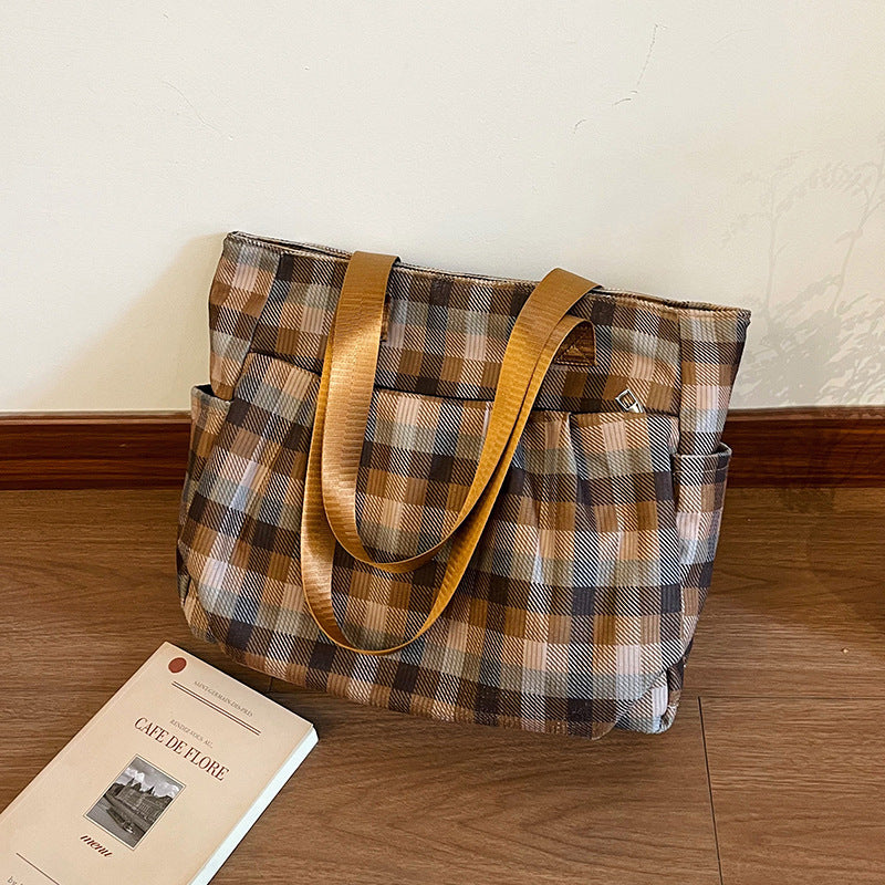 WoSpacious Plaid Utility Tote Bag Bowlift