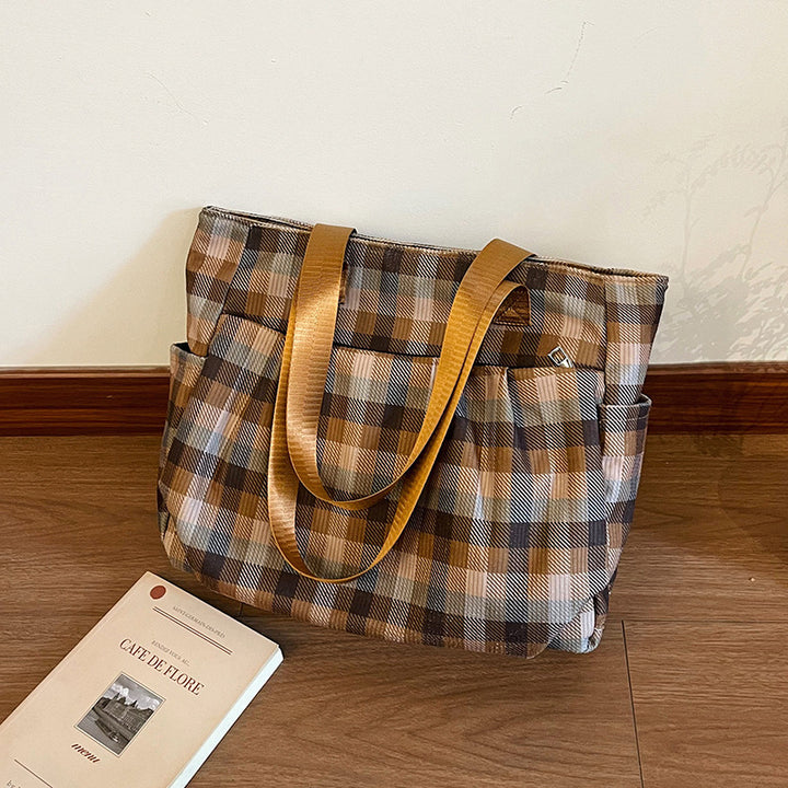 WoSpacious Plaid Utility Tote Bag Bowlift