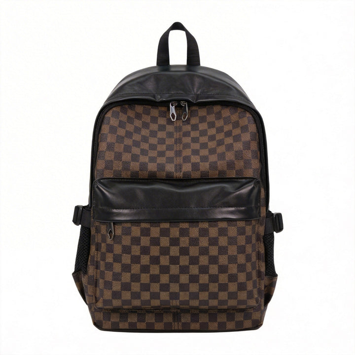 Stylish Checkerboard Pattern Backpack Bowlift