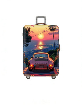 Women's stretchable suitcase cover with rabbit motif, tear-resistant stretch material and openings for handle and wheels Bowlift