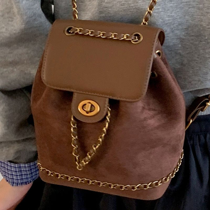 Stylish Suede Drawstring Backpack Bowlift
