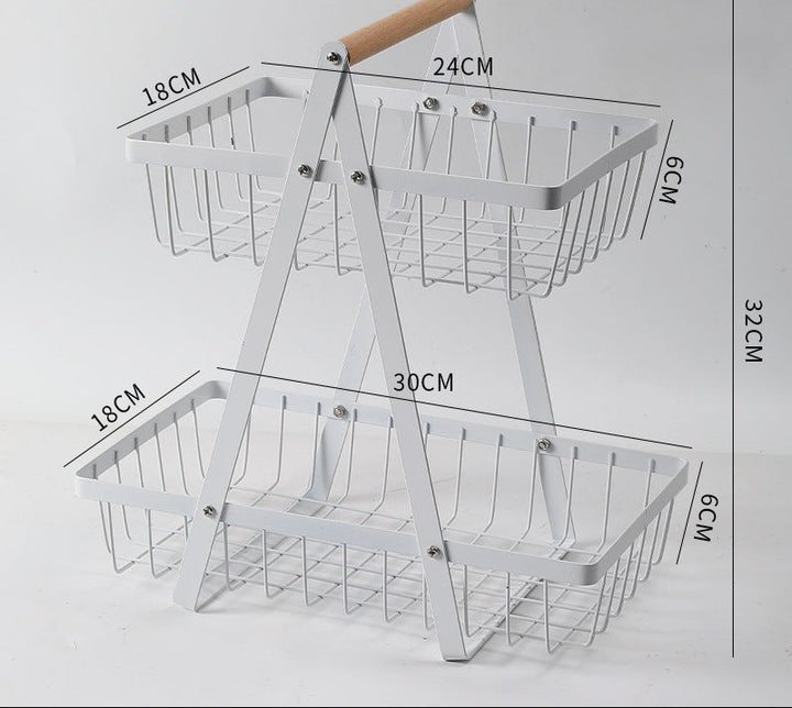 Sturdy Two-Tier Metal Storage Basket Bowlift
