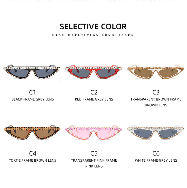 Women's Cat-Eye Sunglasses with Sparkling Stone Accents Bowlift