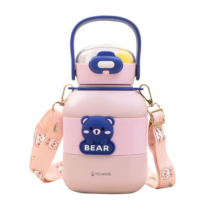 Women Insulated Drinking Bottle with Cute Bear Motif Bowlift