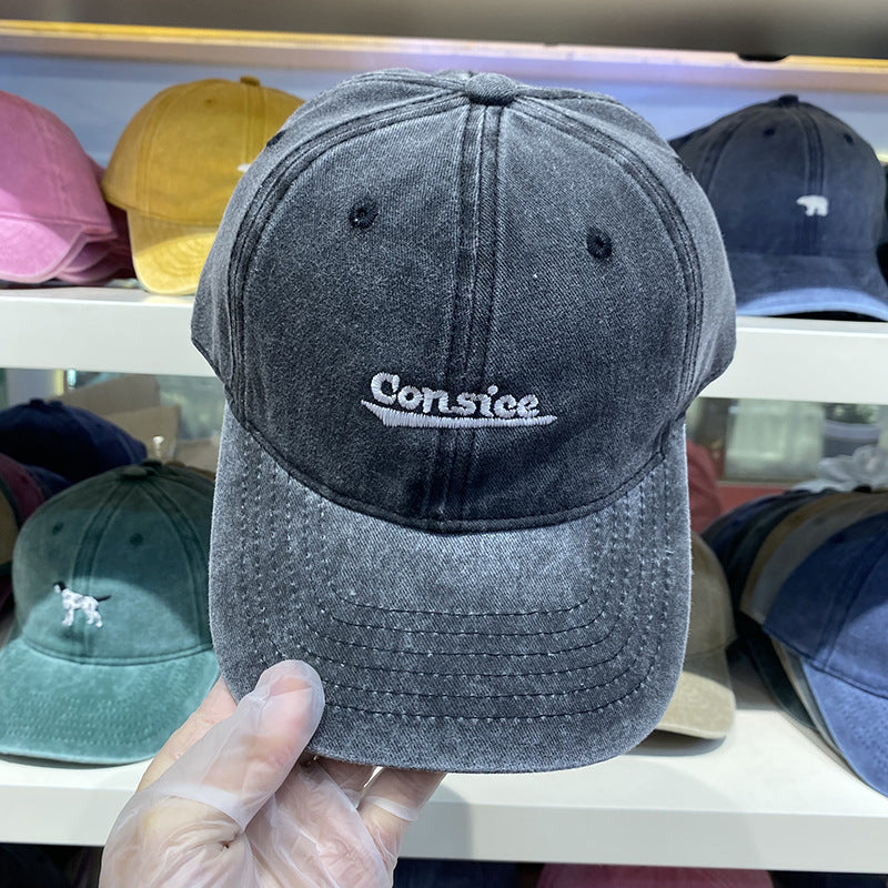 Men's Distressed Adjustable Denim Baseball Cap Bowlift